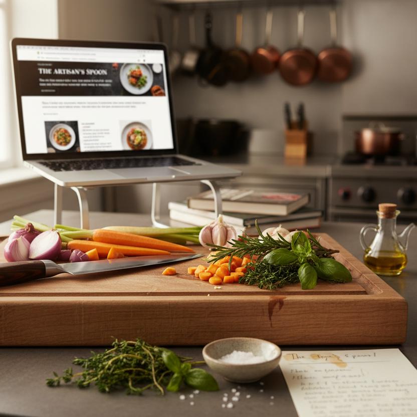 I need a culinary knife related image that has something to do with blogs and the culinary arts.